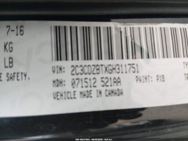 Aukcja sprzedaży 2016 Dodge Challenger R/t, vin: 2C3CDZBTXGH311751, numer aukcji: 46247884