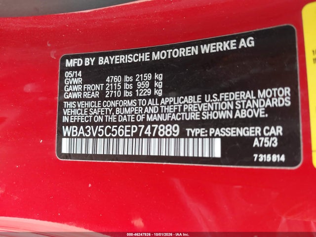 Продаж на аукціоні авто 2014 Bmw 428i, vin: WBA3V5C56EP747889, номер лоту: 46247926