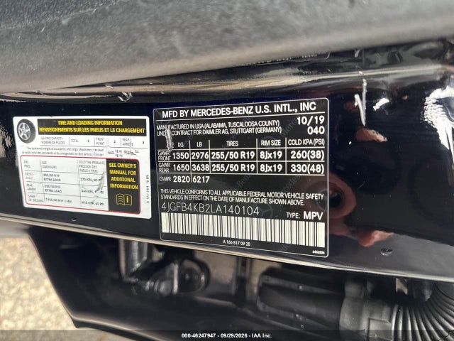 Aukcja sprzedaży 2020 Mercedes-benz Gle 350 4matic, vin: 4JGFB4KB2LA140104, numer aukcji: 46247947
