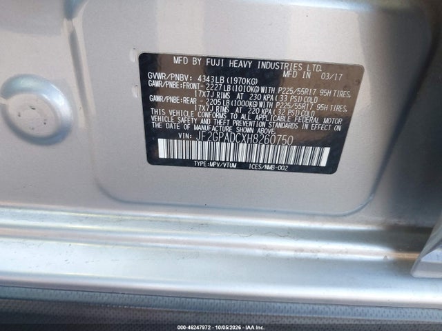 Продаж на аукціоні авто 2017 Subaru Crosstrek 2.0i Premium, vin: JF2GPADCXH8260750, номер лоту: 46247972