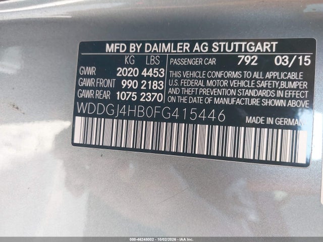 Продаж на аукціоні авто 2015 Mercedes-benz C 250, vin: WDDGJ4HB0FG415446, номер лоту: 46248002