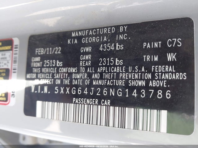 KIA K5 Gt-line 2022 5XXG64J26NG143786 Image 9