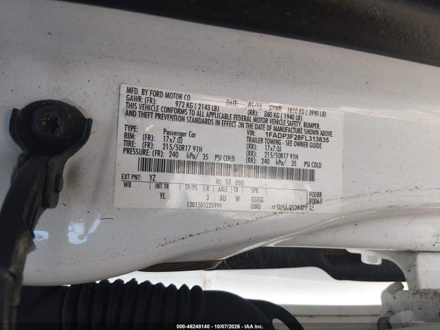 2015 Ford Focus Se მანქანა იყიდება აუქციონზე, vin: 1FADP3F28FL313835, აუქციონის ნომერი: 46248140