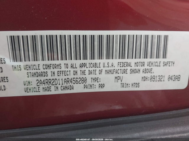 Aukcja sprzedaży 2010 Chrysler Town & Country New Lx, vin: 2A4RR2D11AR456280, numer aukcji: 46248147