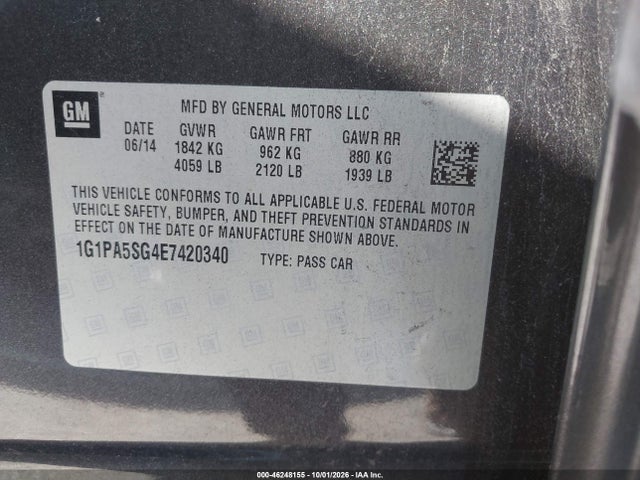 Продаж на аукціоні авто 2014 Chevrolet Cruze Ls Auto, vin: 1G1PA5SG4E7420340, номер лоту: 46248155