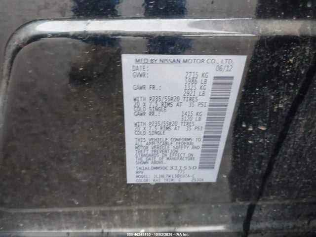 Продажа на аукционе авто 2013 Infiniti Jx35, vin: 5N1AL0MM9DC311550, номер лота: 46248160