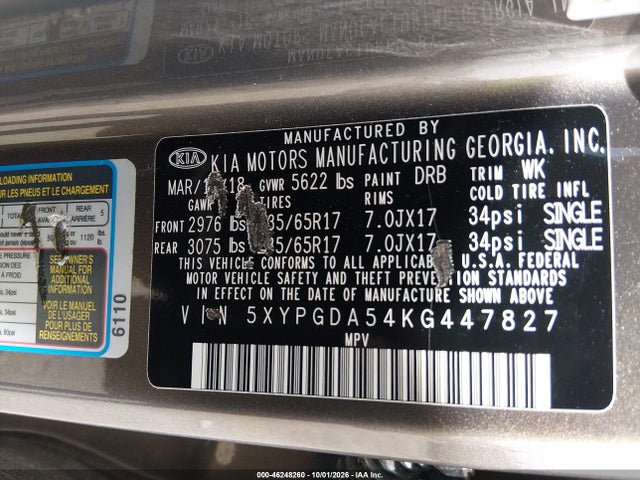 KIA Sorento 3.3l Lx 2019 5XYPGDA54KG447827 Image 9