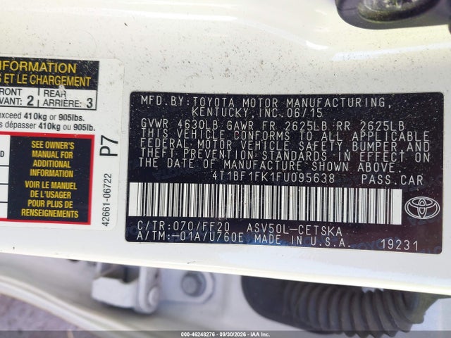 4T1BF1FK1FU095638 Toyota CAMRY SE