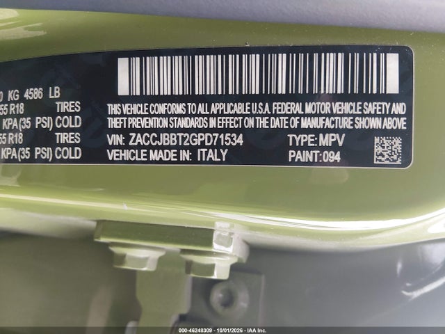 Продажа на аукционе авто 2016 Jeep Renegade 75th Anniversary, vin: ZACCJBBT2GPD71534, номер лота: 46248309