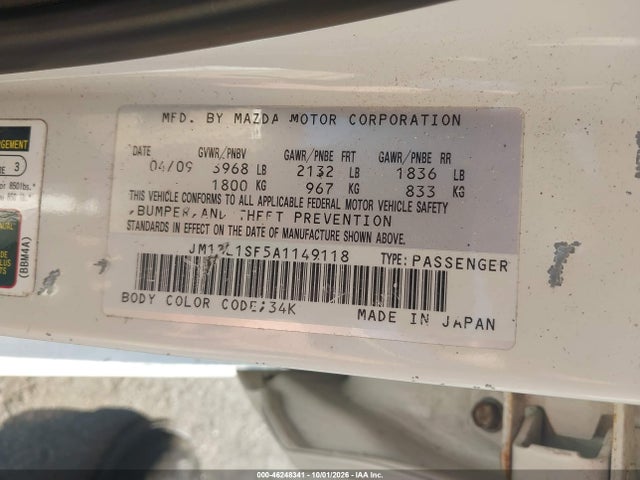 Продажа на аукционе авто 2010 Mazda Mazda3 I Touring, vin: JM1BL1SF5A1149118, номер лота: 46248341