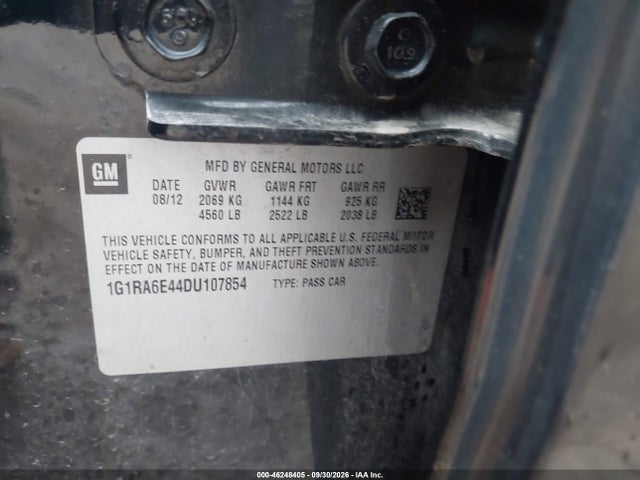 46248405 :رقم المزاد ، 1G1RA6E44DU107854 vin ، 2013 Chevrolet Volt مزاد بيع