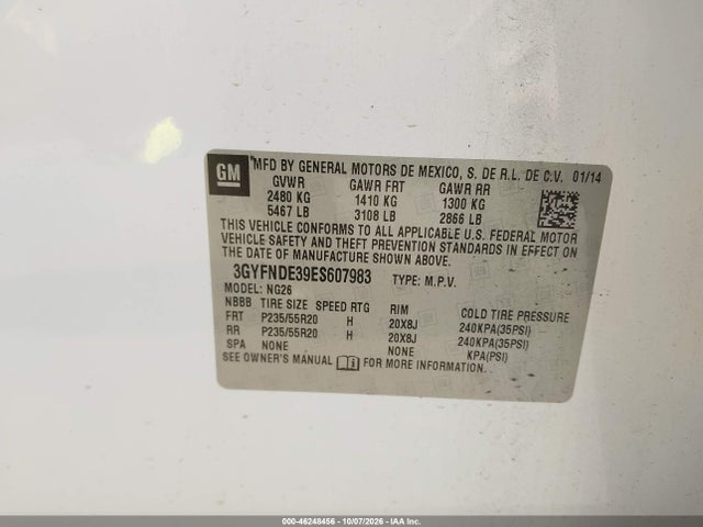 Продаж на аукціоні авто 2014 Cadillac Srx Premium Collection, vin: 3GYFNDE39ES607983, номер лоту: 46248456