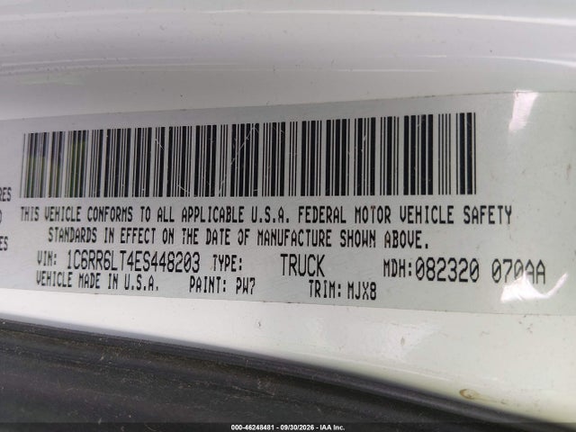 46248481 :رقم المزاد ، 1C6RR6LT4ES448203 vin ، 2014 Ram 1500 Lone Star مزاد بيع