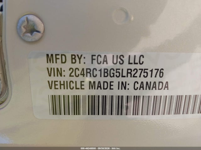 Продаж на аукціоні авто 2020 Chrysler Pacifica Touring L, vin: 2C4RC1BG5LR275176, номер лоту: 46248508