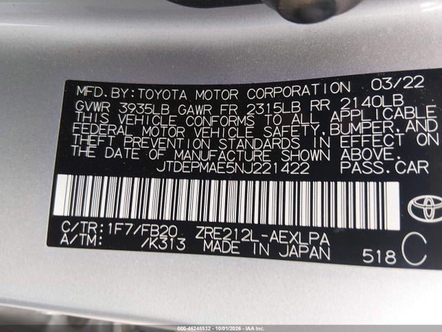 Toyota COROLLA LE 2022 JTDEPMAE5NJ221422 Image 9