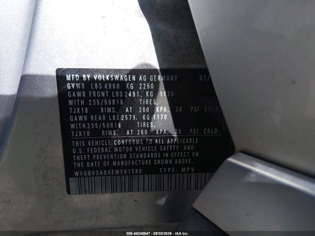 Продажа на аукционе авто 2014 Volkswagen Tiguan Sel, vin: WVGBV3AX4EW581588, номер лота: 46248647
