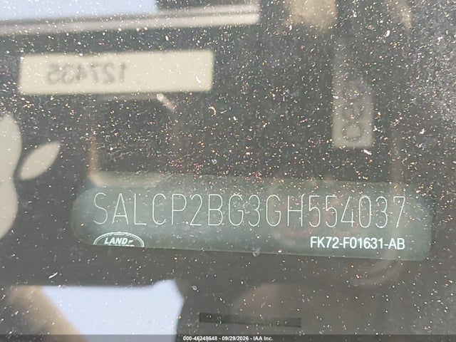 Продажа на аукционе авто 2016 Land Rover Discovery Sport Se, vin: SALCP2BG3GH554037, номер лота: 46248648