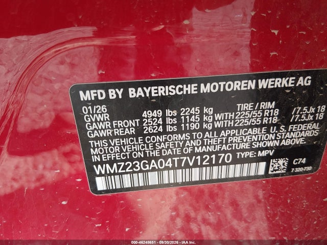 46248651 :رقم المزاد ، WMZ23GA04T7V12170 vin ، 2026 Mini Countryman Cooper S/s Oxford Edition مزاد بيع