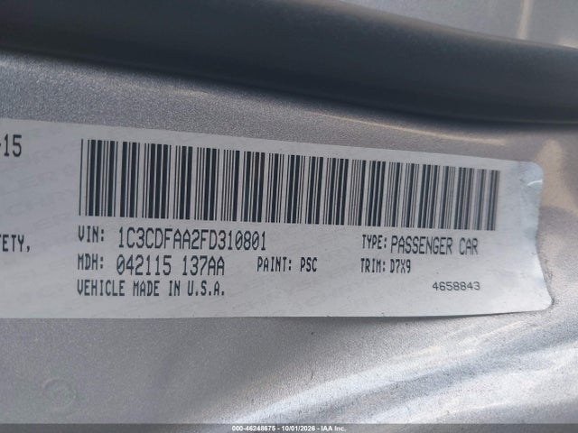 Dodge DART SE 2015 1C3CDFAA2FD310801 Image 9