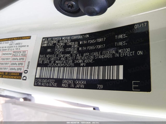 Toyota 4RUNNER SR5 2017 JTEZU5JR0H5150755 Image 9