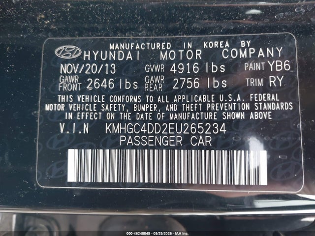 Hyundai Genesis 3.8 2014 KMHGC4DD2EU265234 Image 9