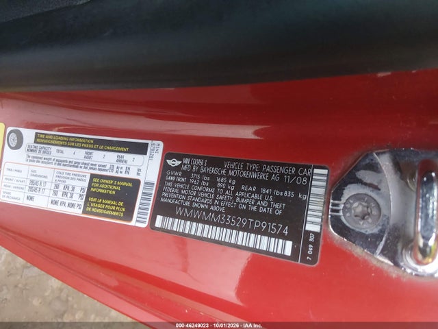 46249023 :رقم المزاد ، WMWMM33529TP91574 vin ، 2009 Mini Cooper S Clubman مزاد بيع
