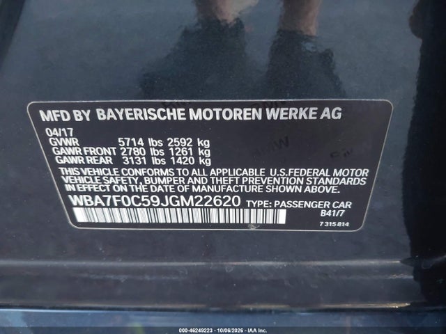 Продажа на аукционе авто 2018 Bmw 750i, vin: WBA7F0C59JGM22620, номер лота: 46249223