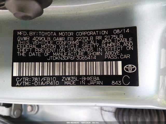 Toyota PRIUS PLUG-IN 2015 JTDKN3DP6F3065414 Image 9