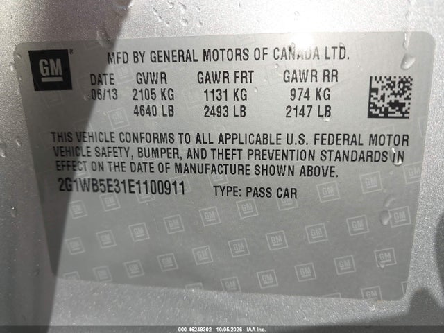 Продаж на аукціоні авто 2014 Chevrolet Impala Limited Lt, vin: 2G1WB5E31E1100911, номер лоту: 46249302