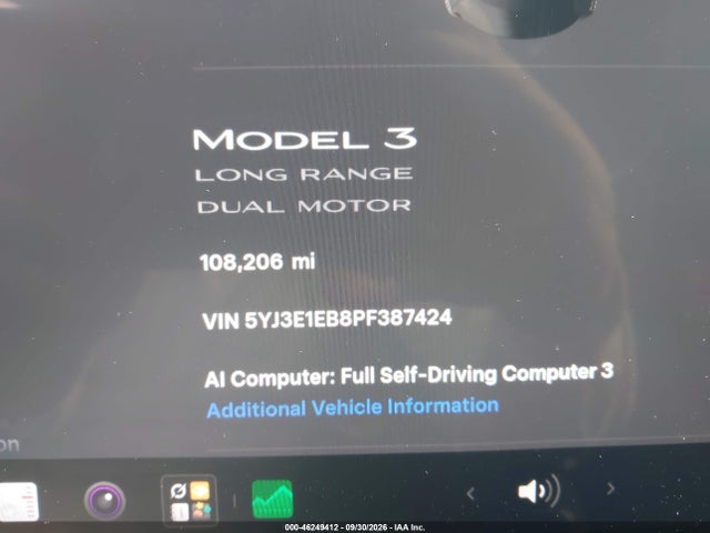 5YJ3E1EB8PF387424 Tesla Model 3 Long Range Dual Motor All-wheel Drive
