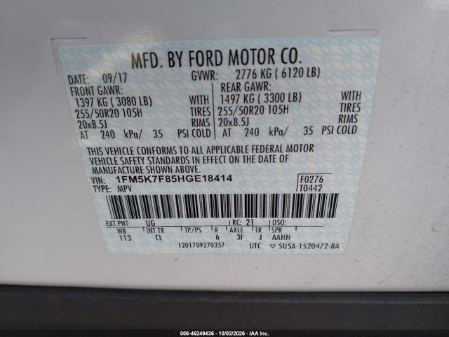 Продажа на аукционе авто 2017 Ford Explorer Limited, vin: 1FM5K7F85HGE18414, номер лота: 46249436