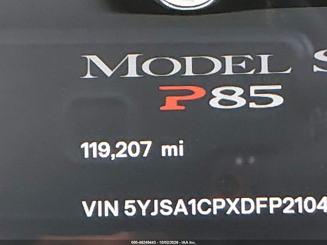 Продаж на аукціоні авто 2013 Tesla Model S Performance, vin: 5YJSA1CPXDFP21048, номер лоту: 46249443