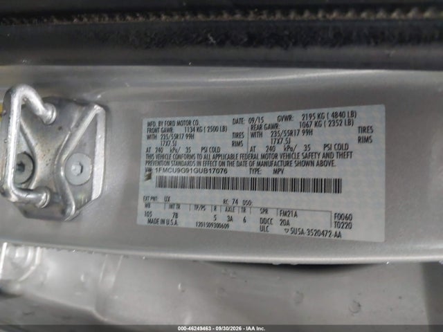 Ford ESCAPE SE 2016 1FMCU9G91GUB17076 Image 9