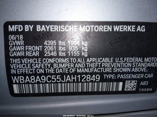BMW 320i 2018 WBA8A9C55JAH12849 Image 9