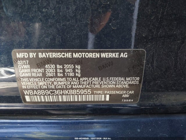 BMW 330I 2017 WBA8B9C36HK885955 Image 9