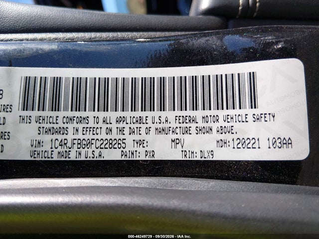 2015 Jeep Grand Cherokee Limited მანქანა იყიდება აუქციონზე, vin: 1C4RJFBG0FC228265, აუქციონის ნომერი: 46249729