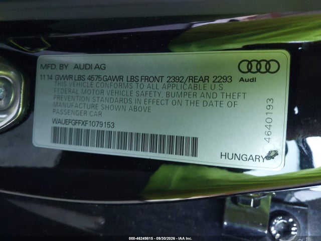 WAUEFGFFXF1079153 Audi A3 2.0t Premium