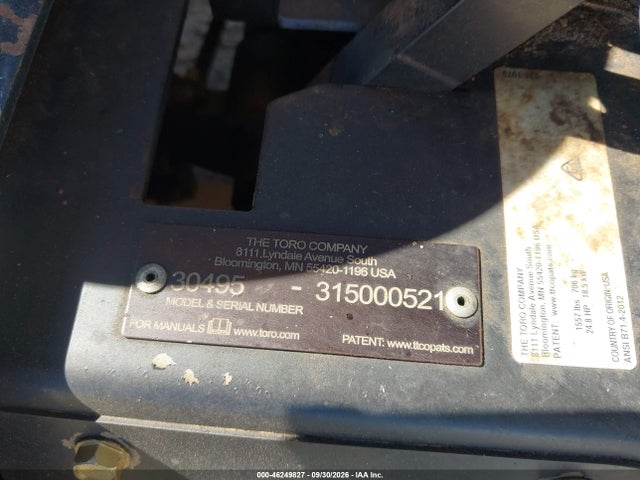 46249827 :رقم المزاد ، 315000521 vin ، 2015 Toro N/a مزاد بيع