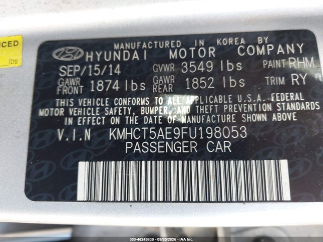 Продаж на аукціоні авто 2015 Hyundai Accent Gs, vin: KMHCT5AE9FU198053, номер лоту: 46249839