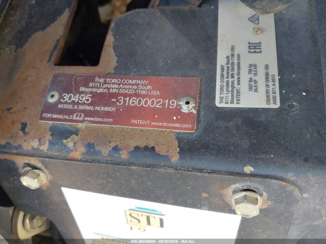46249890 :رقم المزاد ، 316000219 vin ، 2016 Toro N/a مزاد بيع