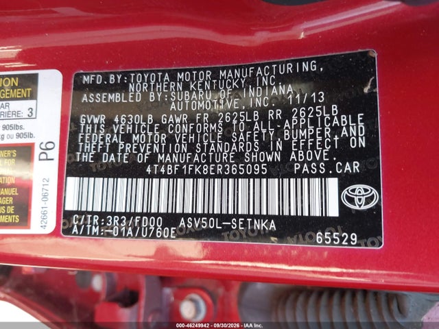 Продажа на аукционе авто 2014 Toyota Camry Le, vin: 4T4BF1FK8ER365095, номер лота: 46249942