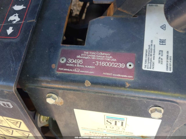 46249988 :رقم المزاد ، 316000239 vin ، 2016 Toro N/a مزاد بيع
