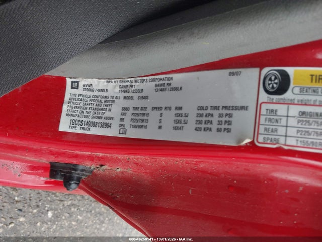 2008 Chevrolet Colorado Ls მანქანა იყიდება აუქციონზე, vin: 1GCCS149088138964, აუქციონის ნომერი: 46250141