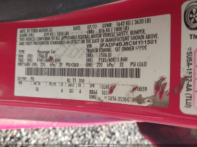 Продажа на аукционе авто 2012 Ford Fiesta Se, vin: 3FADP4BJ8CM101501, номер лота: 46250147
