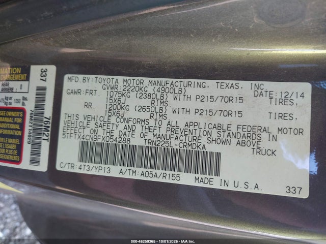 Aukcja sprzedaży 2015 Toyota Tacoma, vin: 5TFTX4CN9FX054288, numer aukcji: 46250365