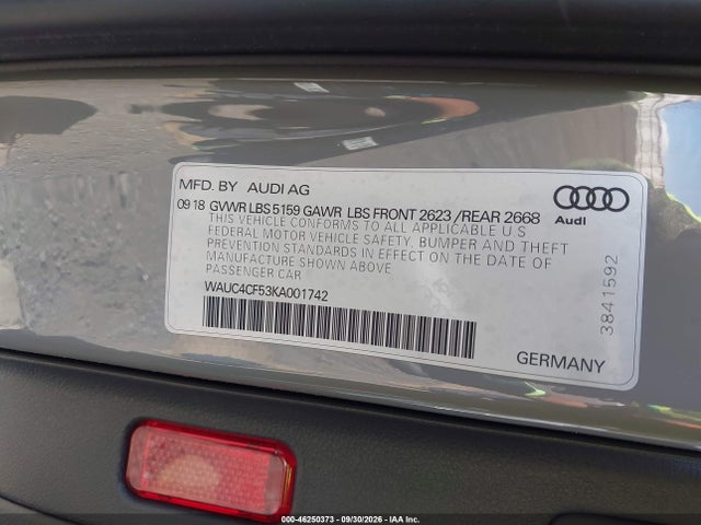 WAUC4CF53KA001742 Audi S5 3.0t Premium