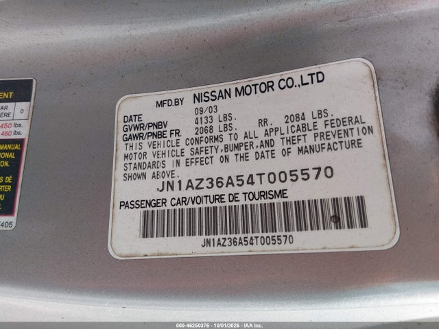 Продаж на аукціоні авто 2004 Nissan 350z Touring, vin: JN1AZ36A54T005570, номер лоту: 46250376