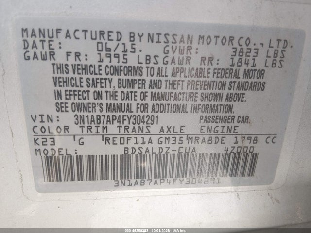 Nissan SENTRA SV 2015 3N1AB7AP4FY304291 Image 9