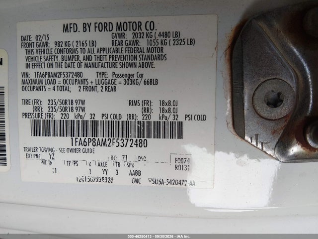 Ford Mustang V6 2015 1FA6P8AM2F5372480 Image 9