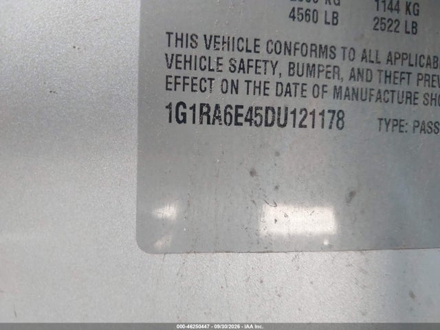 46250447 :رقم المزاد ، 1G1RA6E45DU121178 vin ، 2013 Chevrolet Volt مزاد بيع